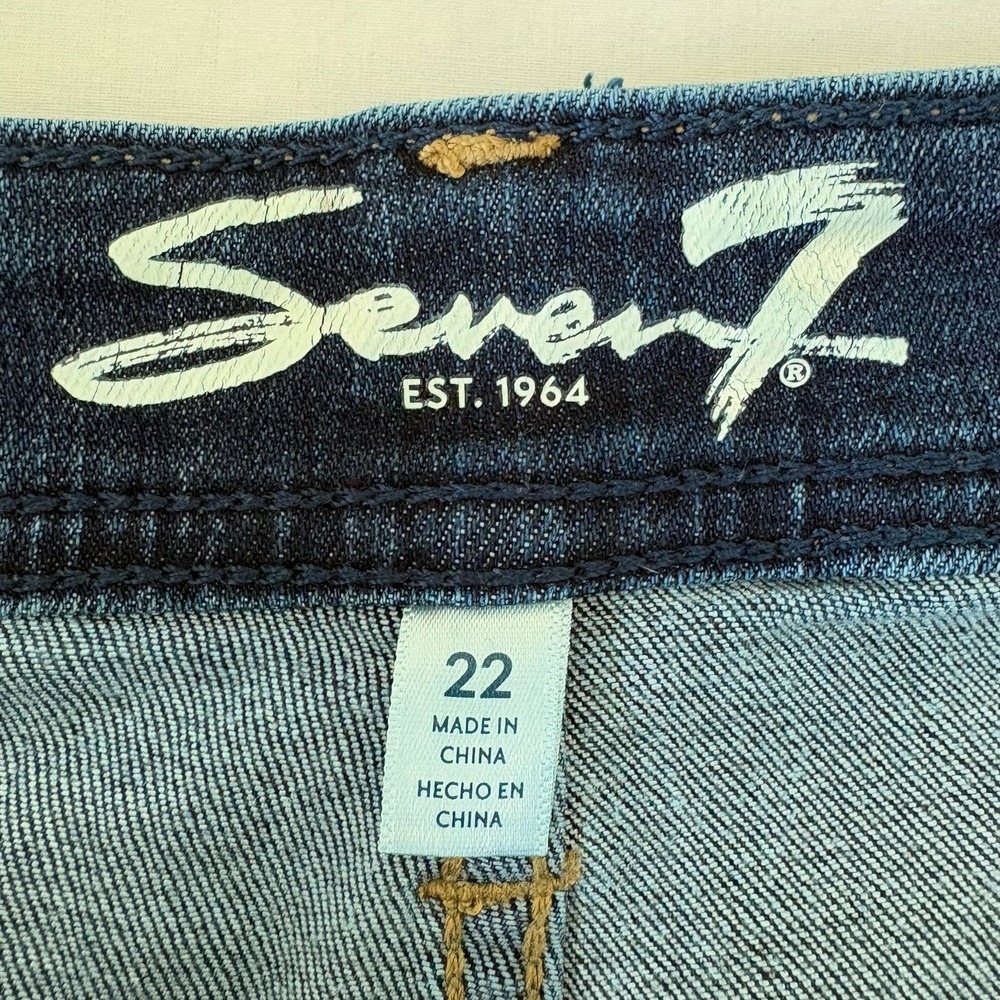 Seven7 Bermuda Denim Shorts Dark Wash Raw Hem Plus Size 22 1141319 - Picture 6 of 13